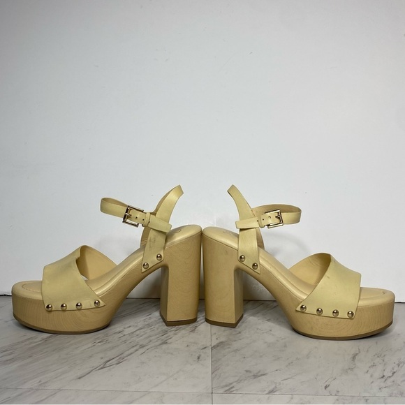 Franco Sarto Wally Yellow Leather Platform Heeled Sandal 9M - Picture 7 of 14